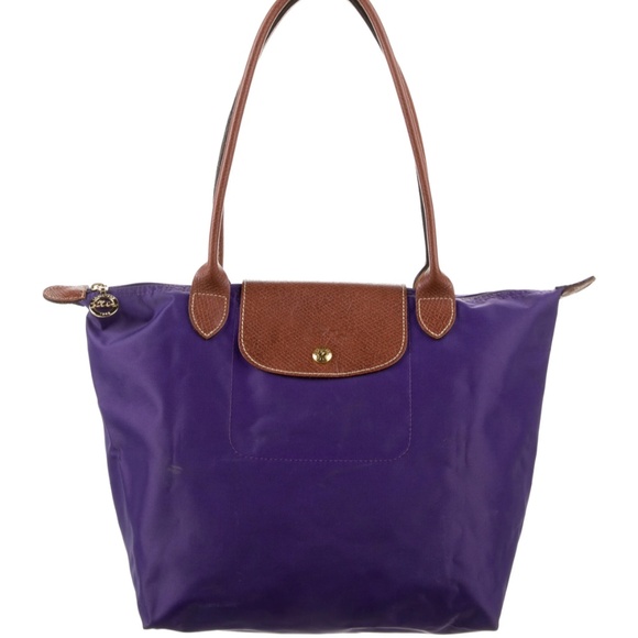 Longchamp Medium Le Pliage Nylon Shoulder Tote Purple - Picture 1 of 7